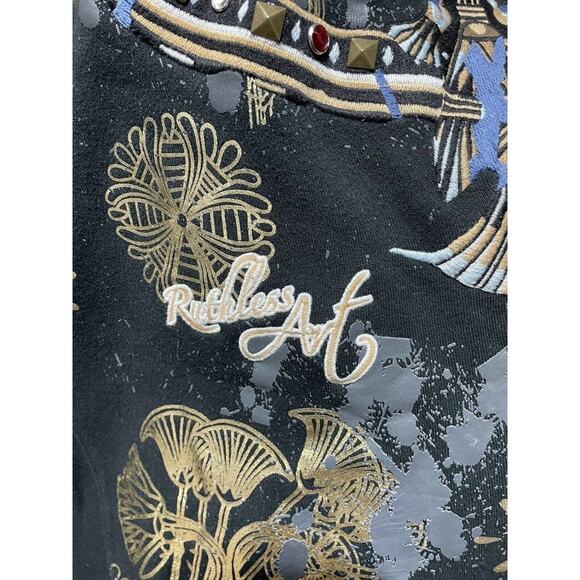 AMAZING RUTHLESS ART SWEATER!!! CRAZY DETAIL Very‎ Well Done Size L - Picture 4 of 7